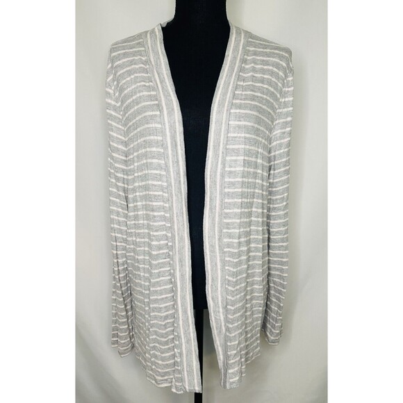 Mix by 41 Hawthorn Cardigan Gray Striped Open Front Long Sleeve Women's XXL NEW‎ - Picture 1 of 7